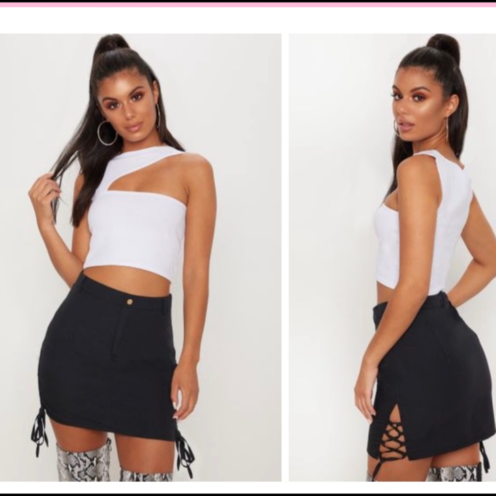 White Cut Out Crop Top